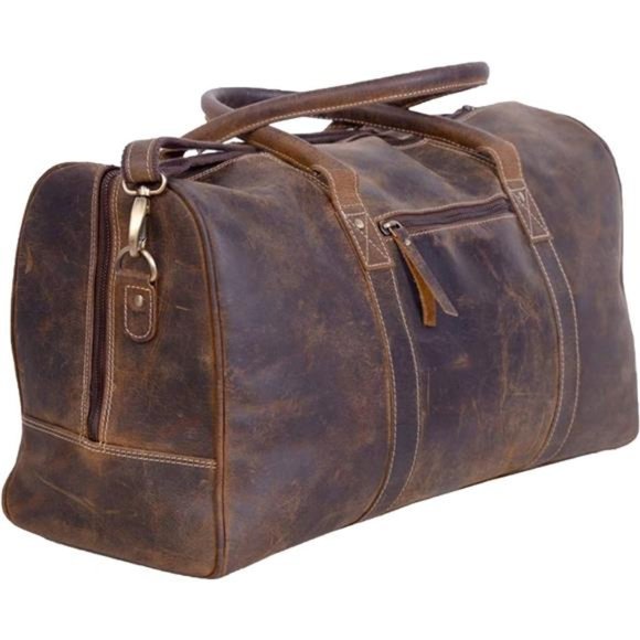Leather Travel Duffle Bags for Men and Women FullGrain Leather Overnight Weekend